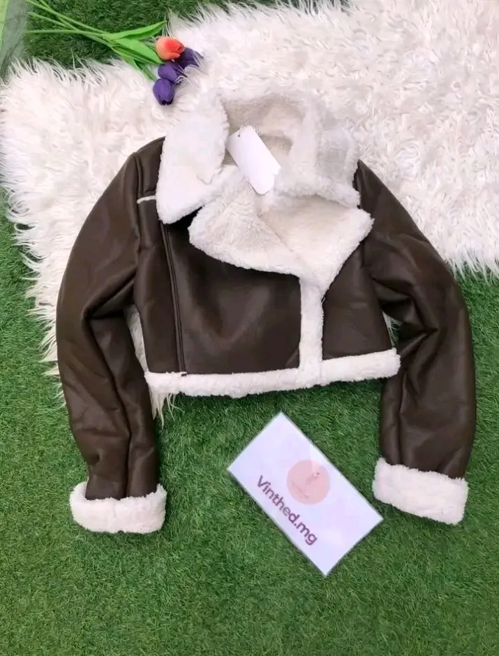 Veste aviateur marron fourrure XS 3