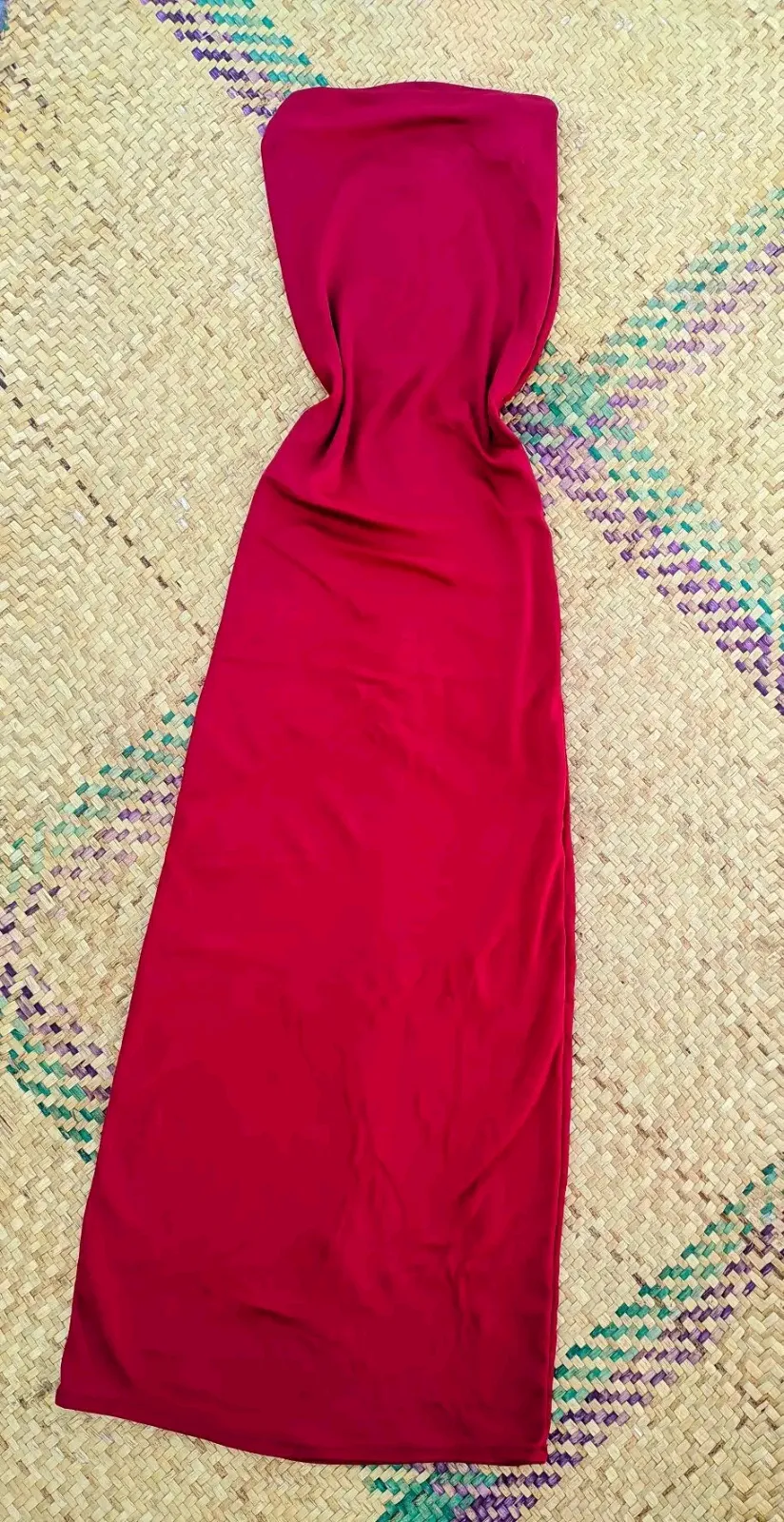 Robe longue rouge fuchsia sans manches 2