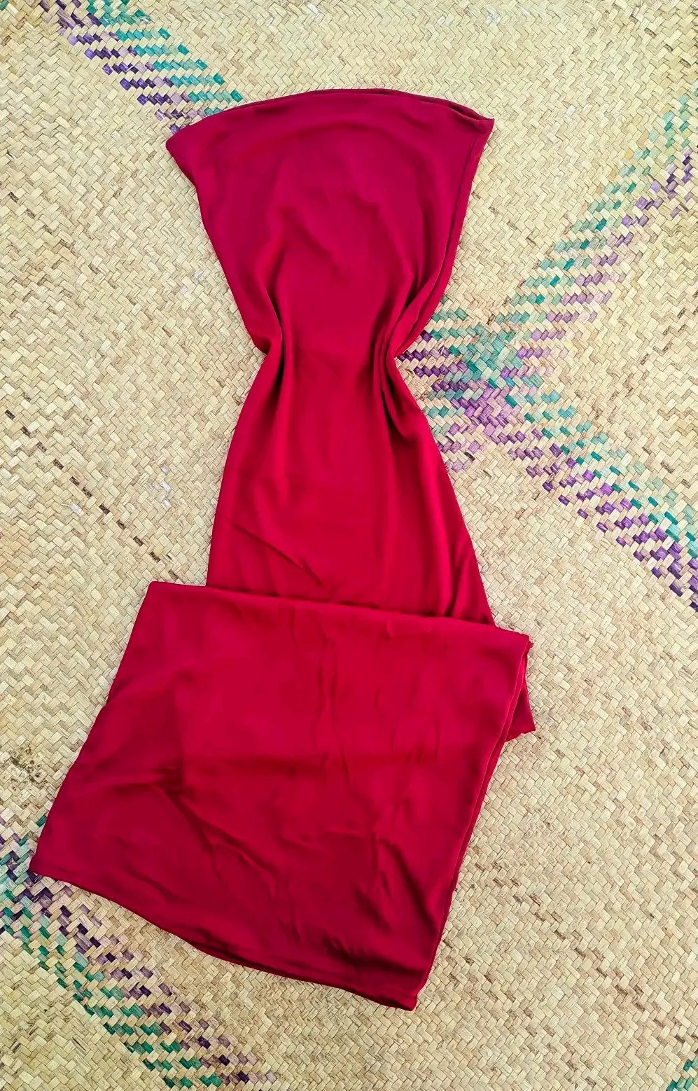 Robe longue rouge fuchsia sans manches 3