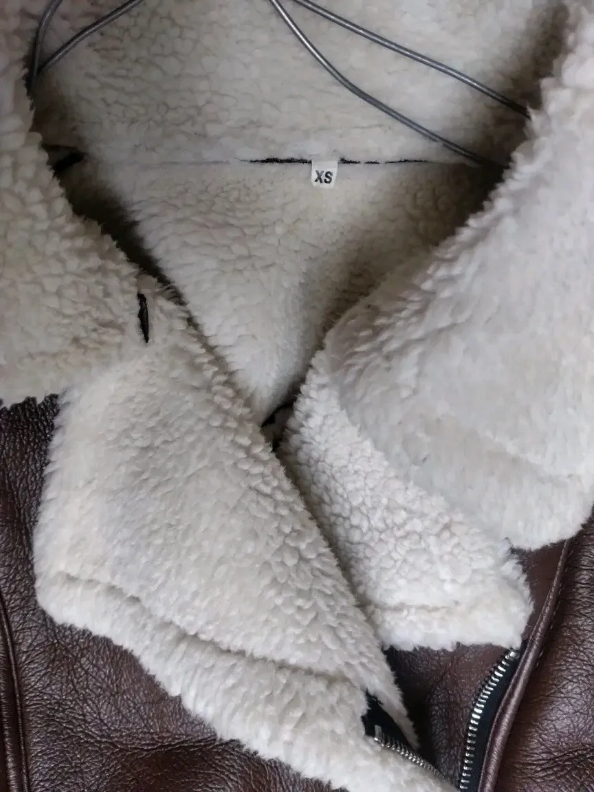 Veste aviateur marron fourrure XS