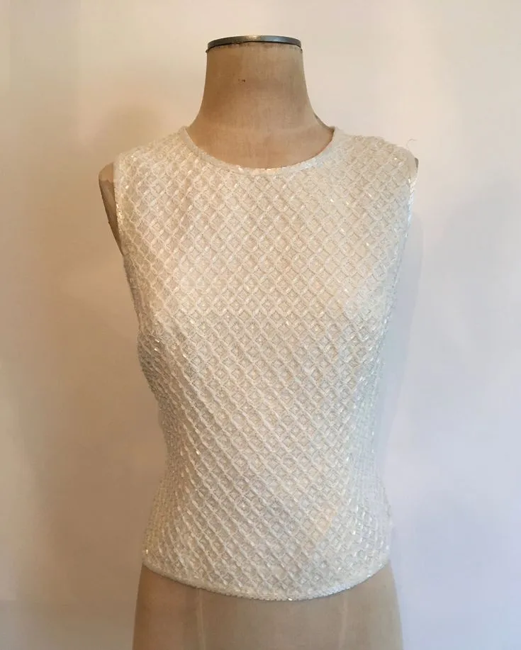 Débardeur blanc motif quilté sans manches