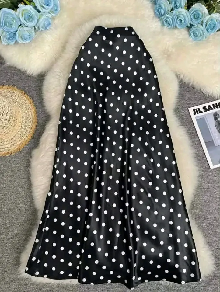 Jupe longue à pois noir et blanc 2