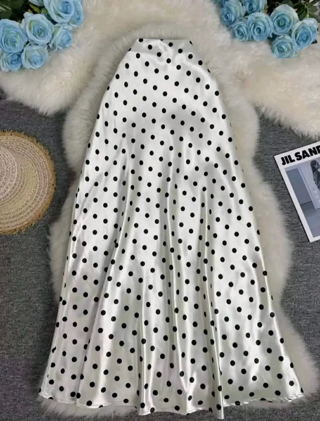 Jupe longue à pois noir et blanc 3