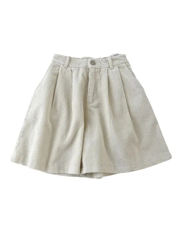 Short plissé beige rayé