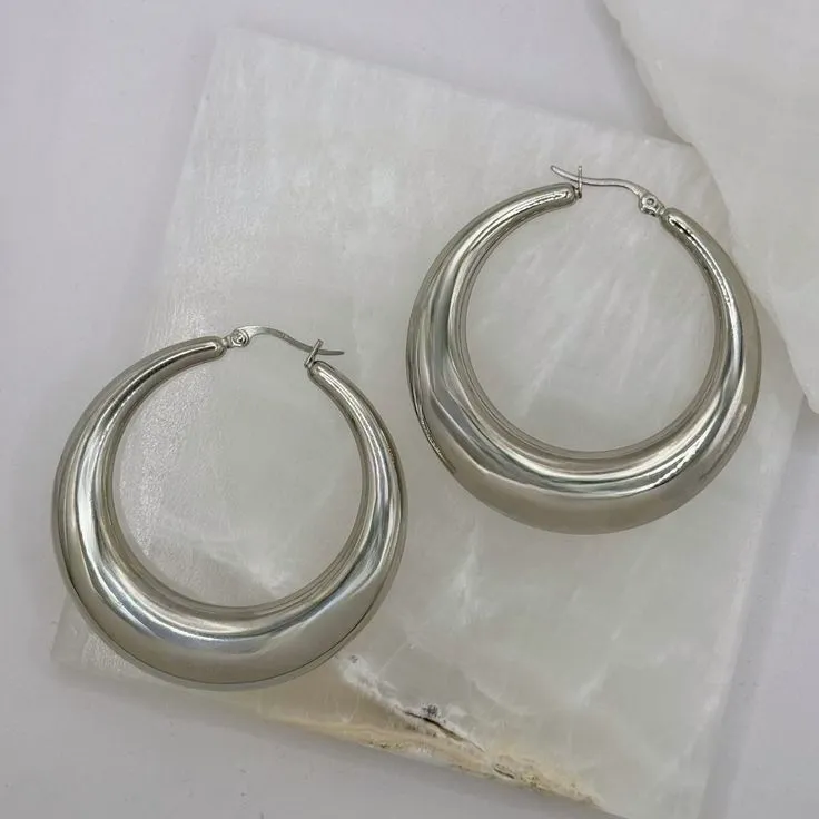 Créoles argentées massives lot 3 paires 2