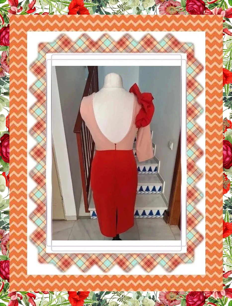 Elegante vestido de fiesta rosa y rojo – taille M / 38 / 10 4