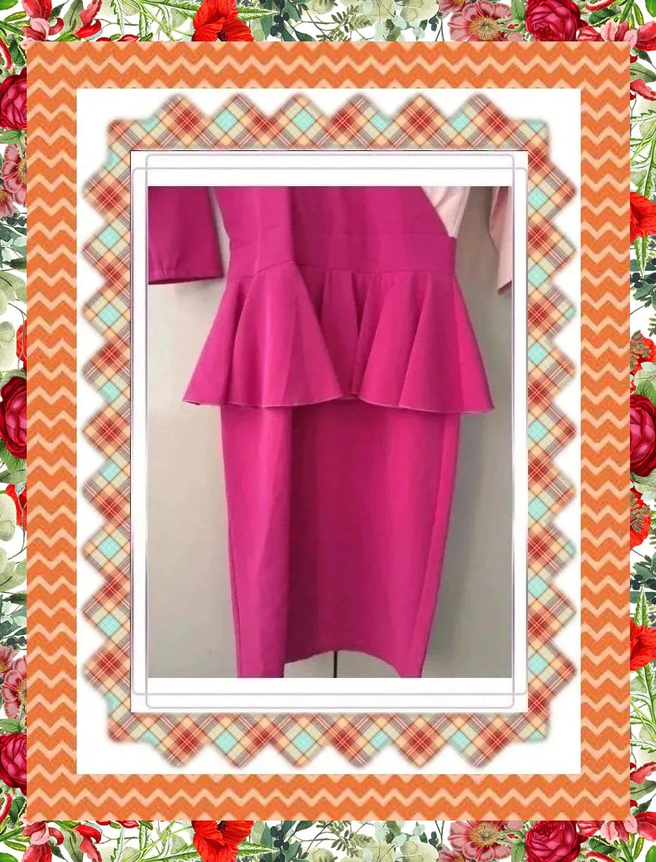 Vestido fucsia y rosa palo con falda peplum – taille M / 38 / 10 3