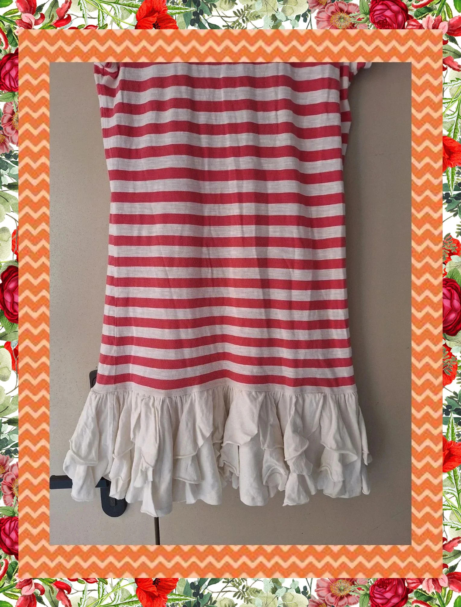 Vestido a Rayas Rojo y Blanco Ralph Lauren con Volantes – Ralph Lauren – taille 14 ans / 164 cm 4