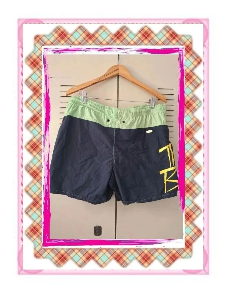 Bañador Thomas Burberry Verde Lima y Azul Marino – Tommy Hilfiger – taille L 2