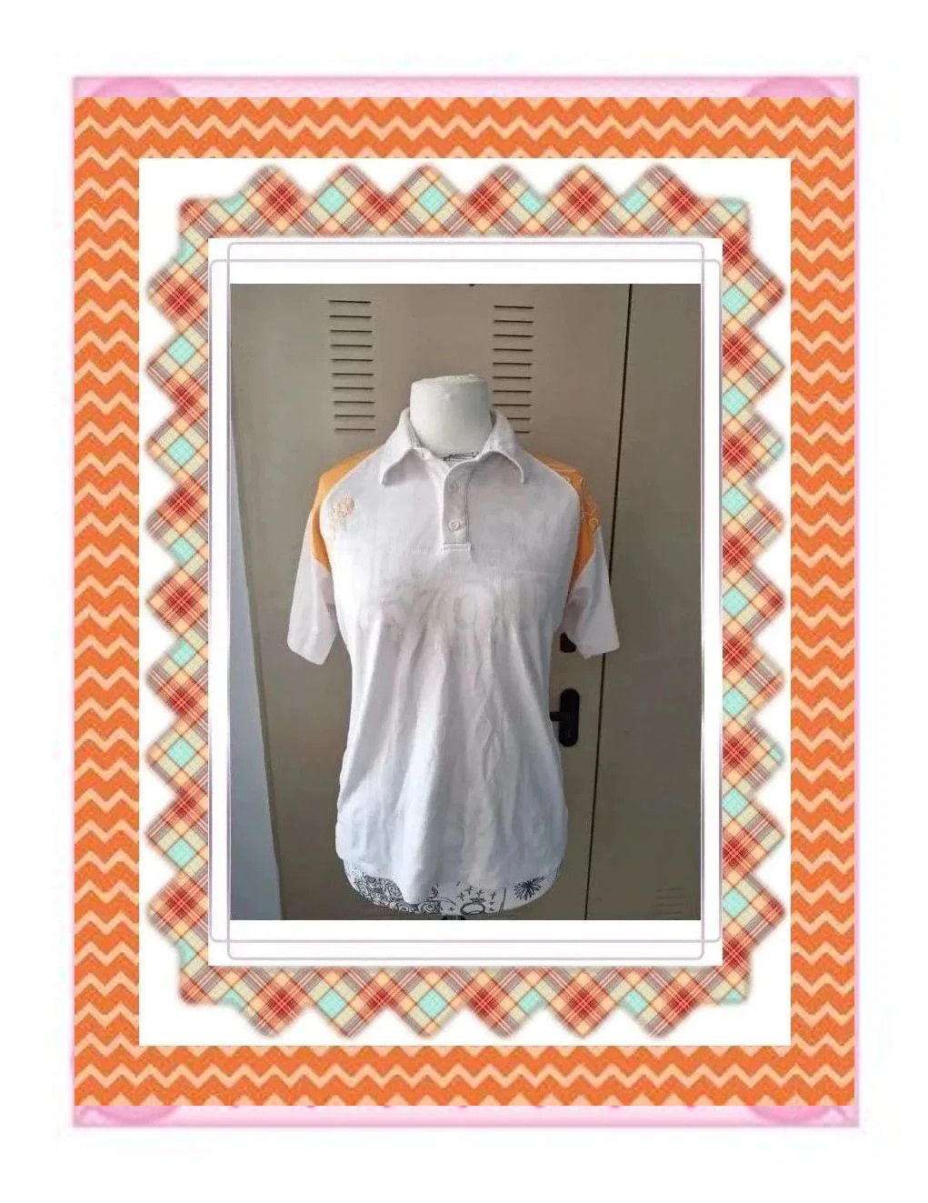 Polo Vintage Padel Lobb - Talla M - Blanco y Naranja – Padel Lobb – taille M