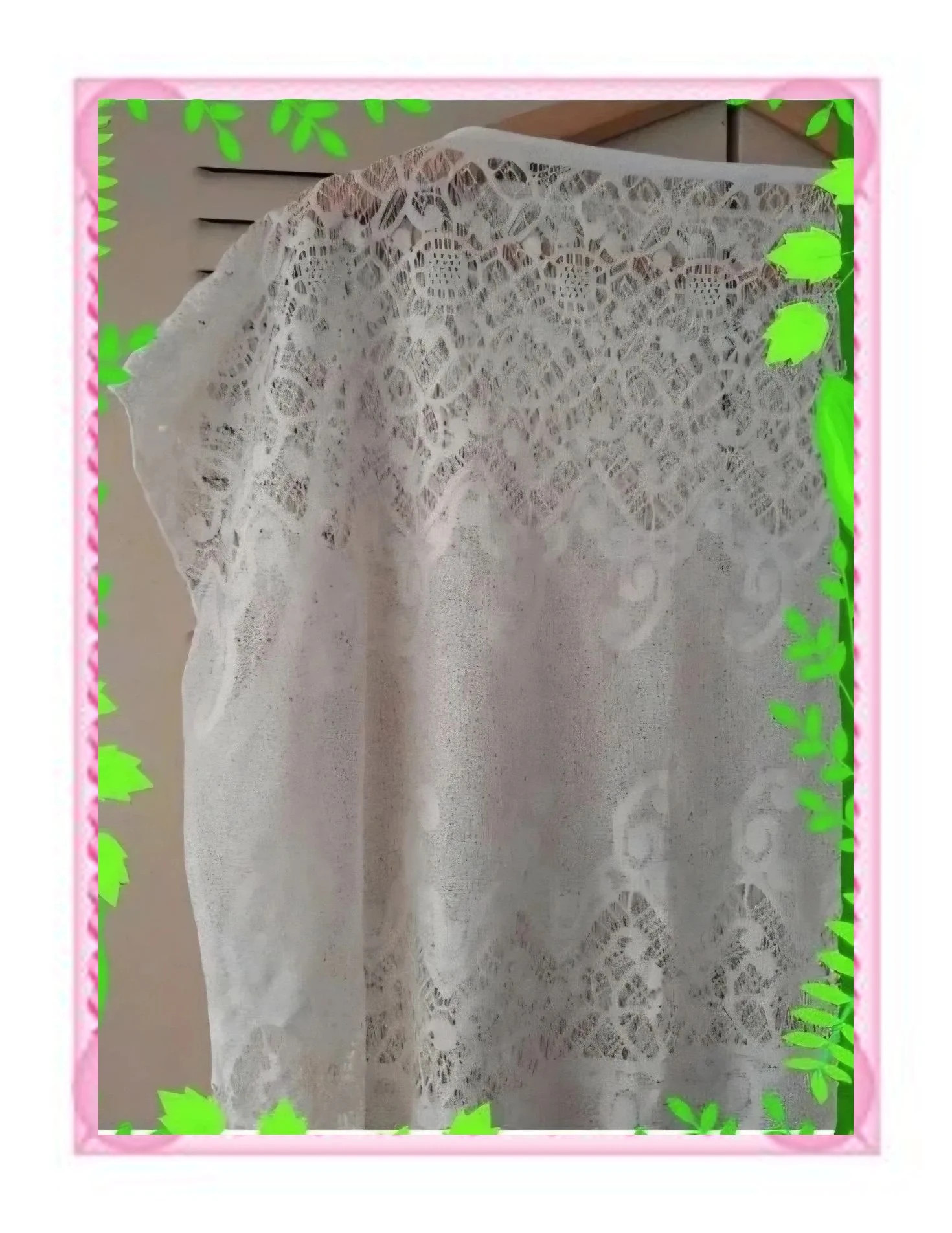 Caftan de verano o poncho blanco de encaje con flecos – Blanco – taille Taille unique 2
