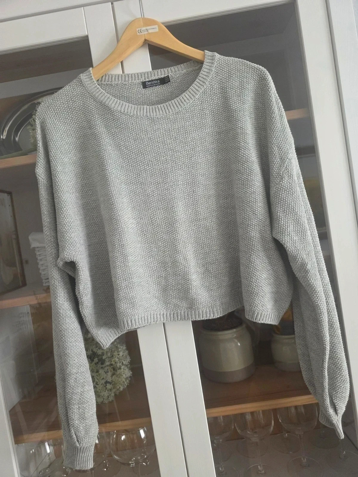 Suéter gris corto de punto talla XS, estilo relajado y cómodo 🧶 – Bershka – taille XS / 34 / 6 2