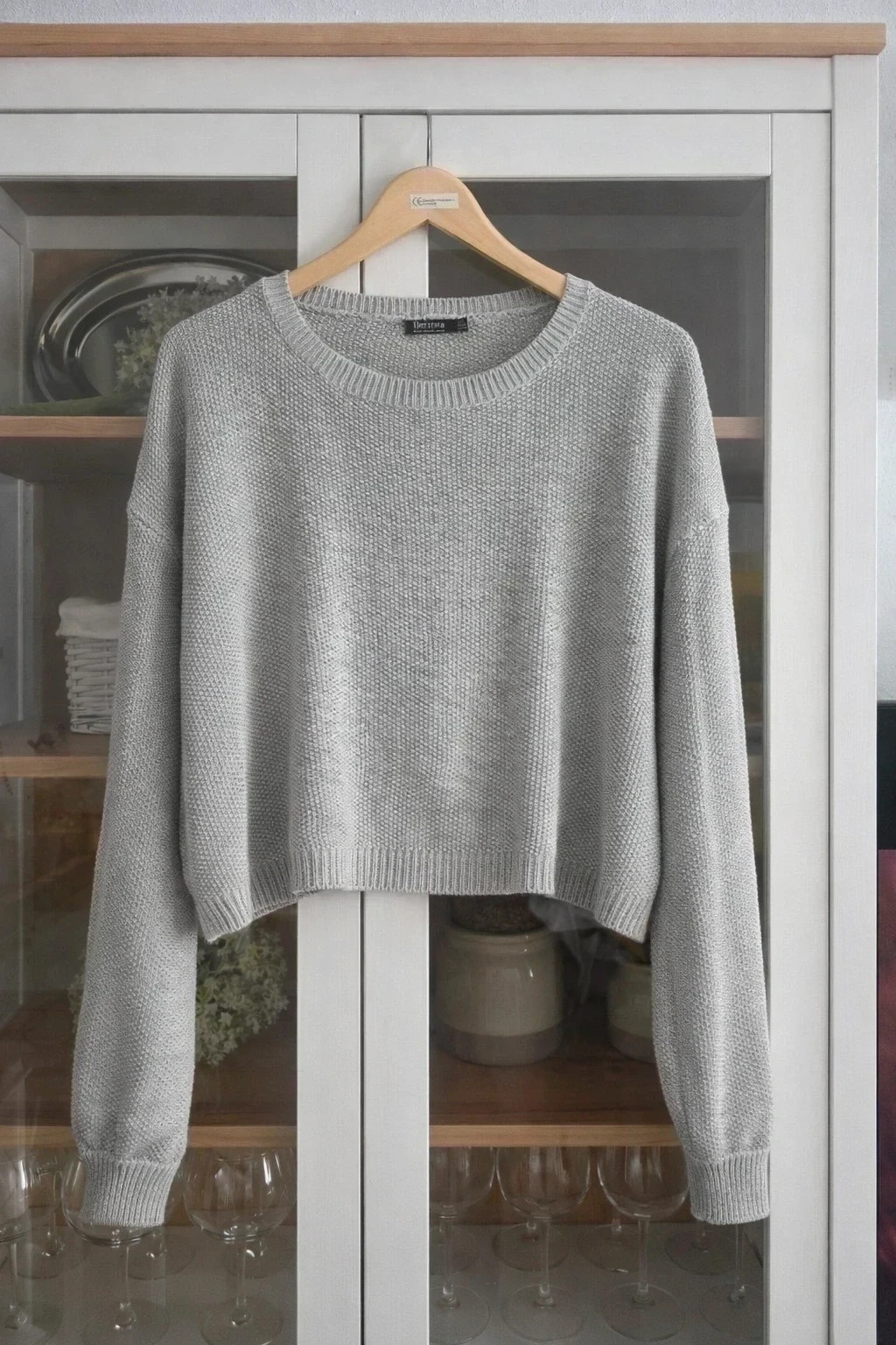 Suéter gris corto de punto talla XS, estilo relajado y cómodo 🧶 – Bershka – taille XS / 34 / 6