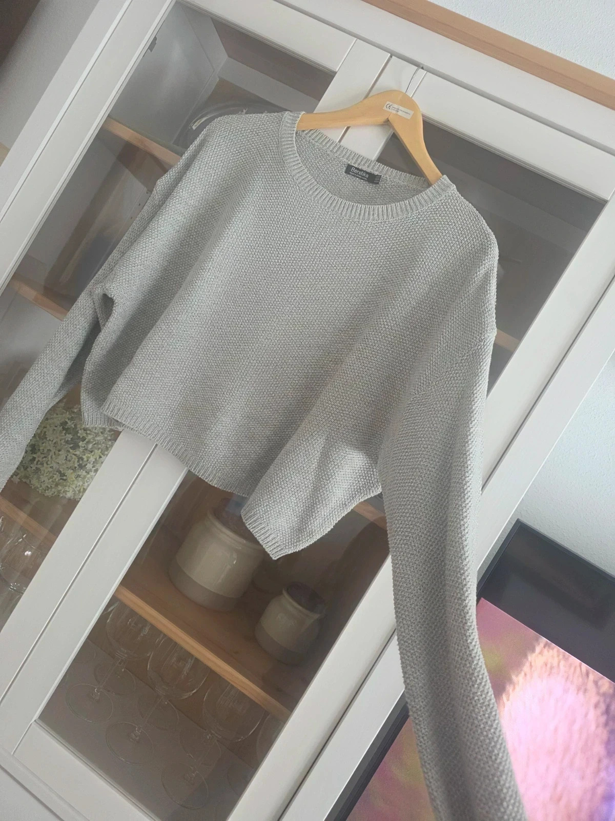 Suéter gris corto de punto talla XS, estilo relajado y cómodo 🧶 – Bershka – taille XS / 34 / 6 5