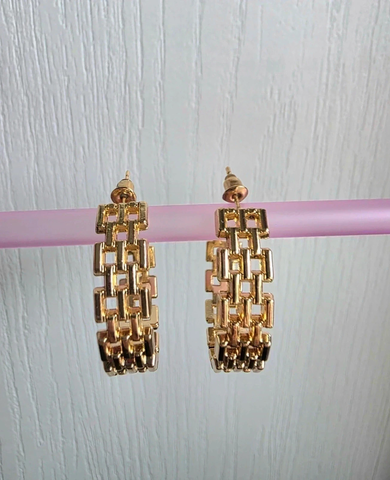 Pendientes aro dorados geométricos Bijou Brigitte sin usar 💛 – Bijou Brigitte 4