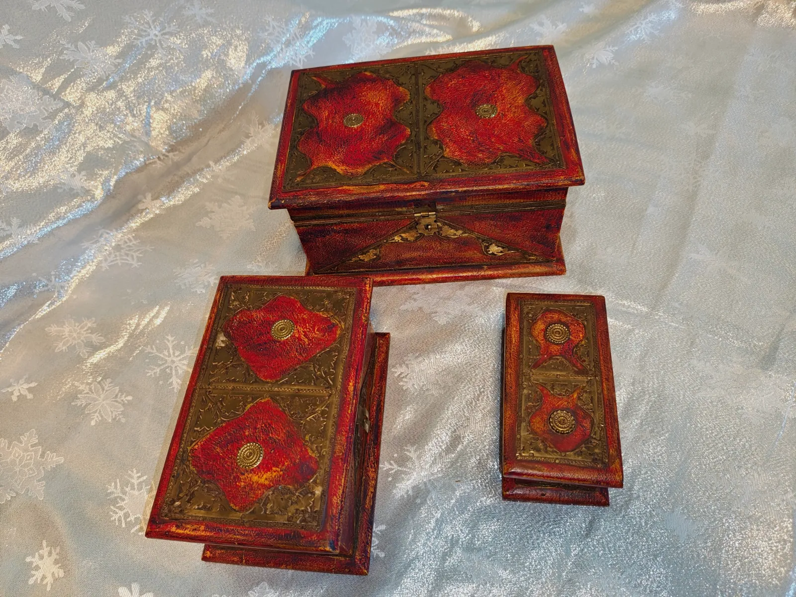 Lot de 3 boîtes en bois décorées – Fait main 9