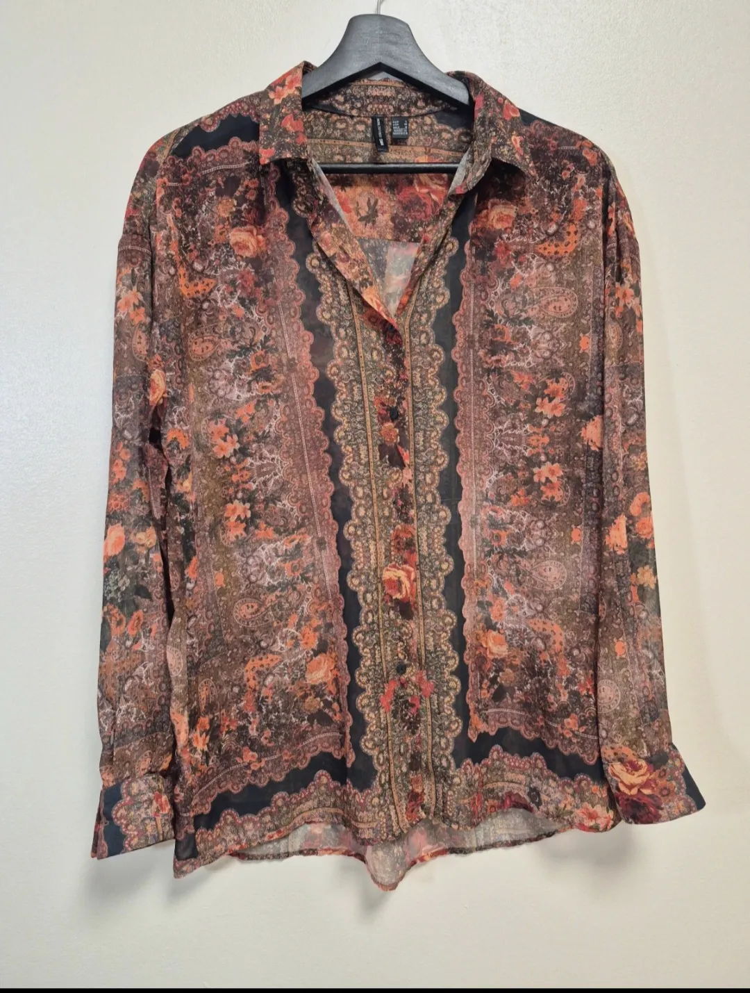 Chemise fluide Mango à motifs cachemire et fleurs