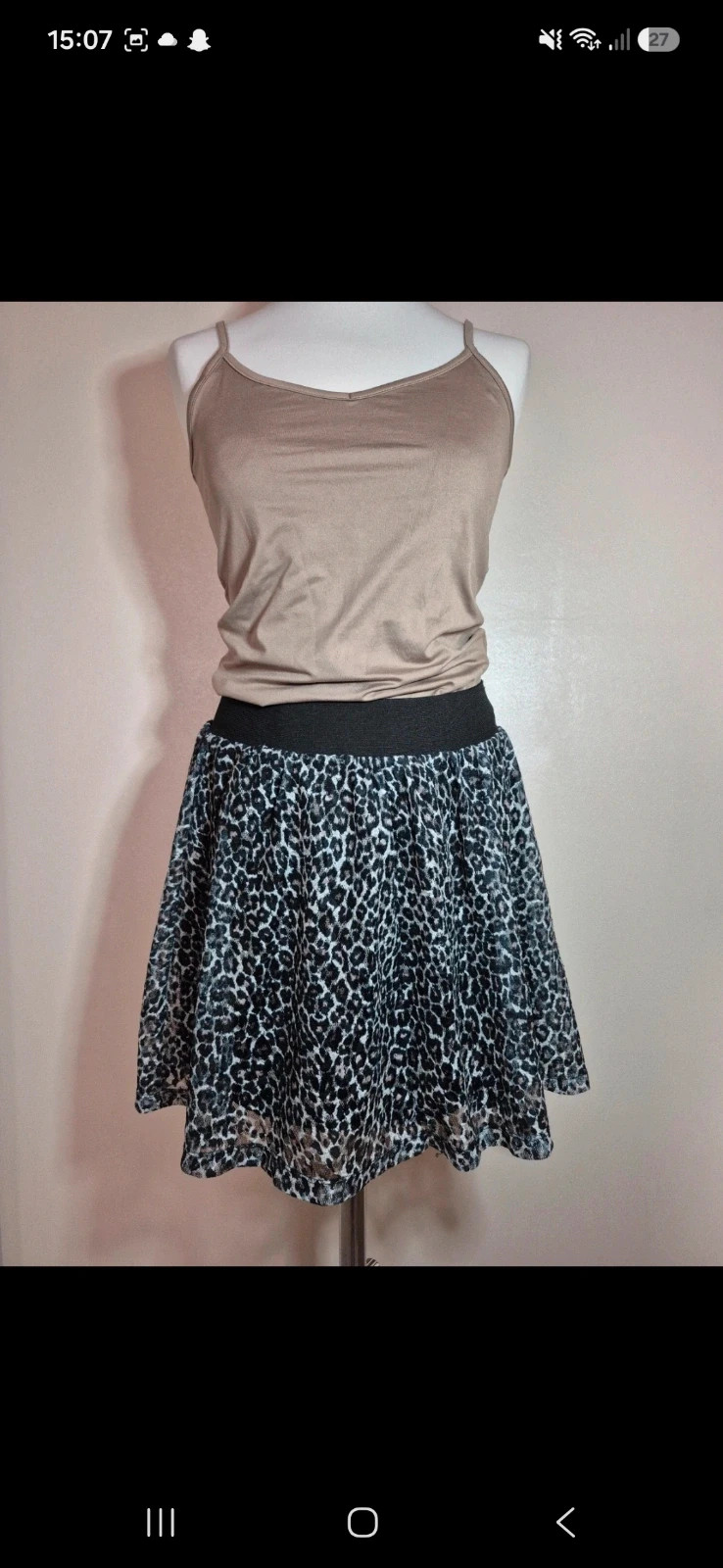 Jupe imprimée leopard noir gris taille S