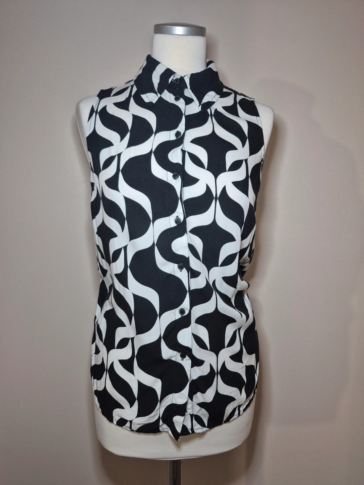 Chemise sans manches Amisu noir et blanc motif graphique taille XS