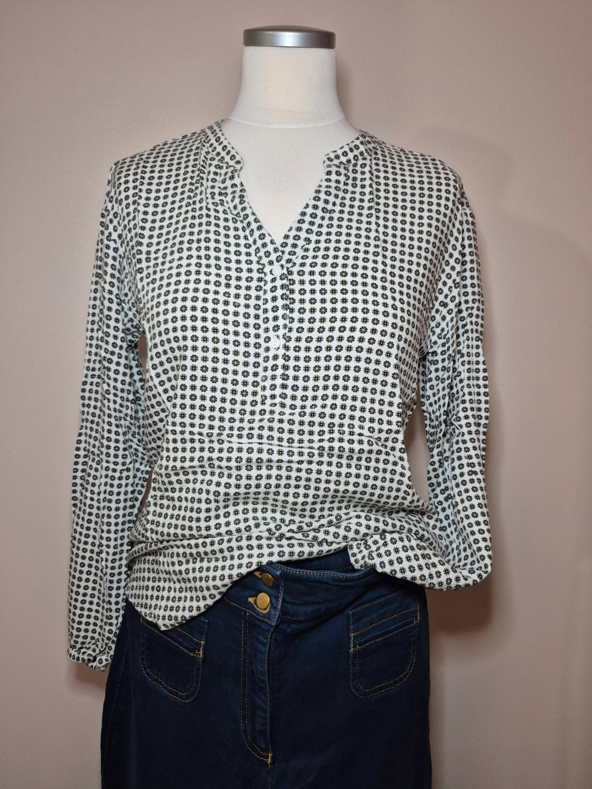 Blouse Yessica motif fleuri manches longues