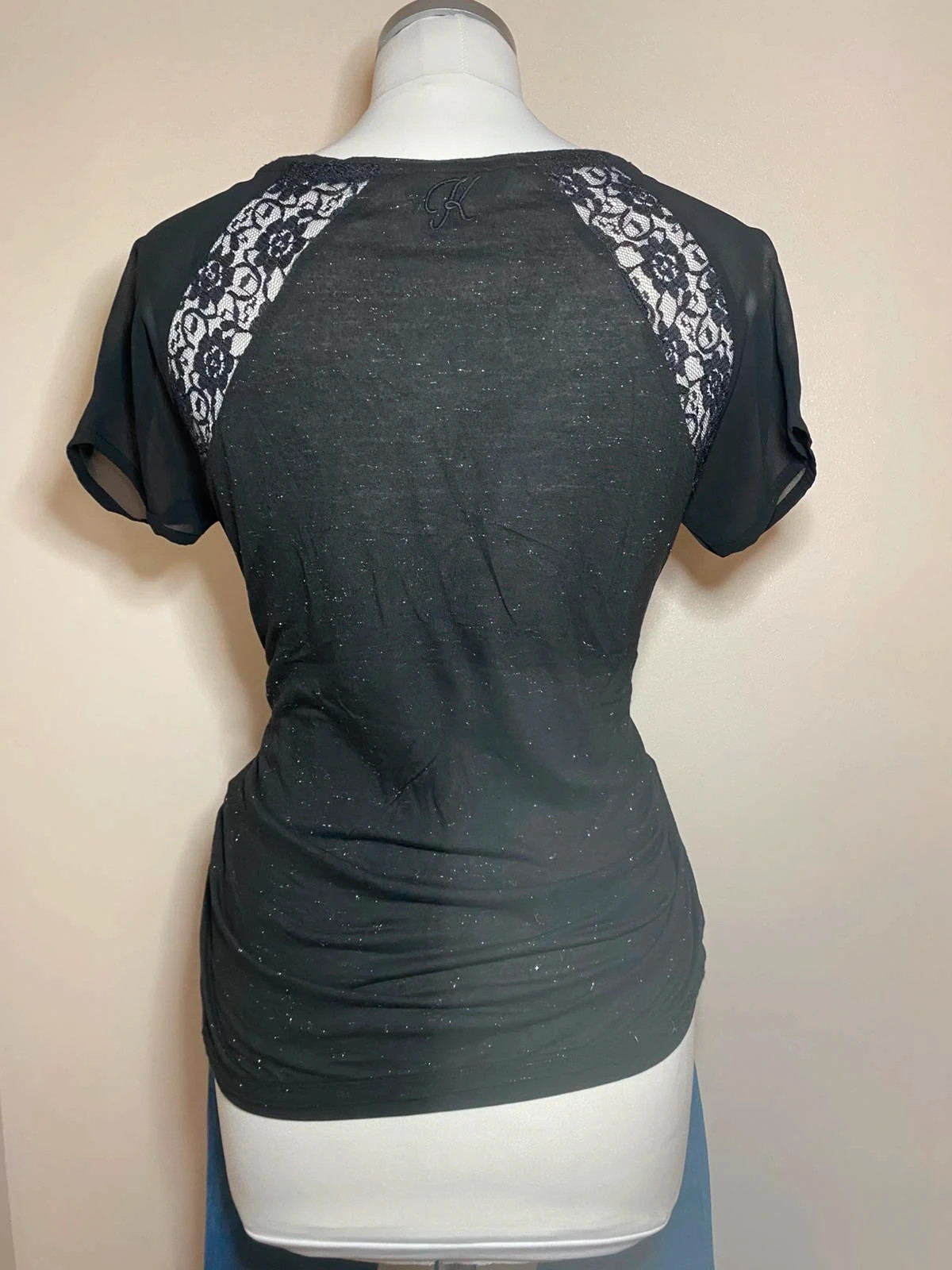 Tshirt noir a paillete dentelle kaporal taille s – Kaporal – taille S / 36 / 8 2