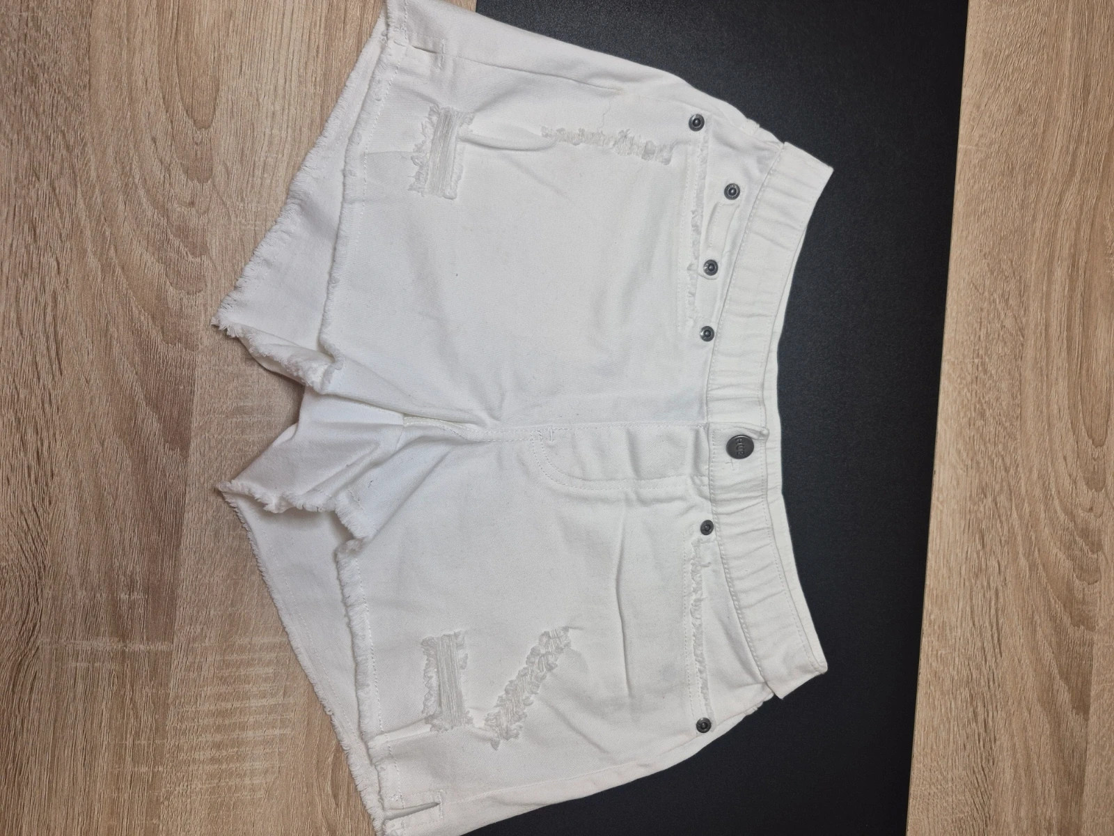 Short en jean blanc taille elastique HUE taille XS effet effiloche – Hue – taille XS / 34 / 6 2
