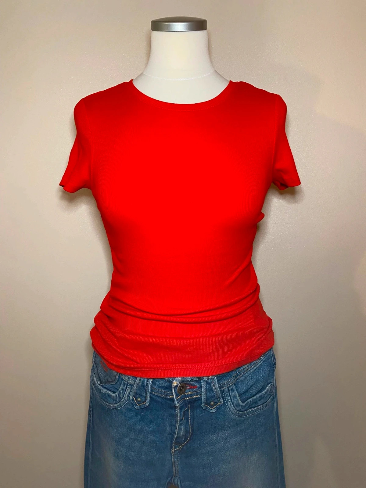 Tshirt cotele rouge vif ajusté FSBN Sister taille XS