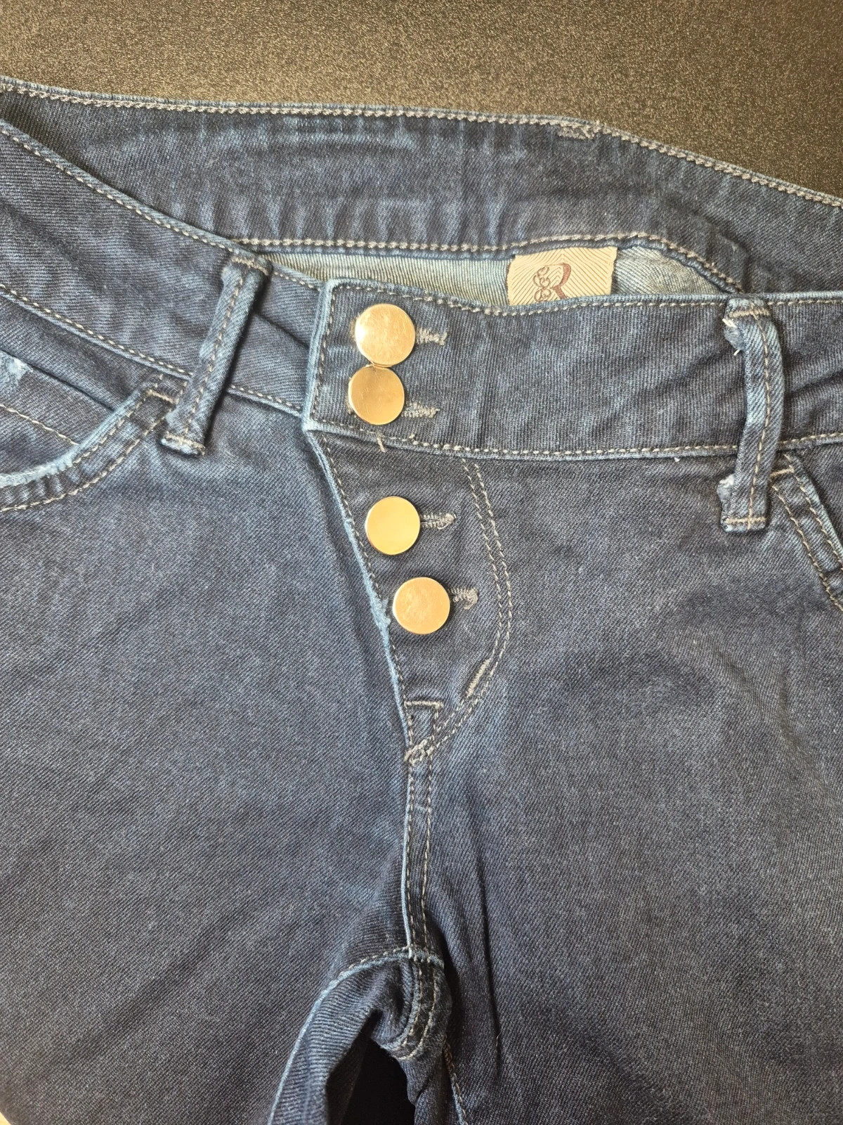 Jean Rinascimento slim bleu brut fermeture a boutons taille basse – Rinascimento – taille S / 36 / 8 3