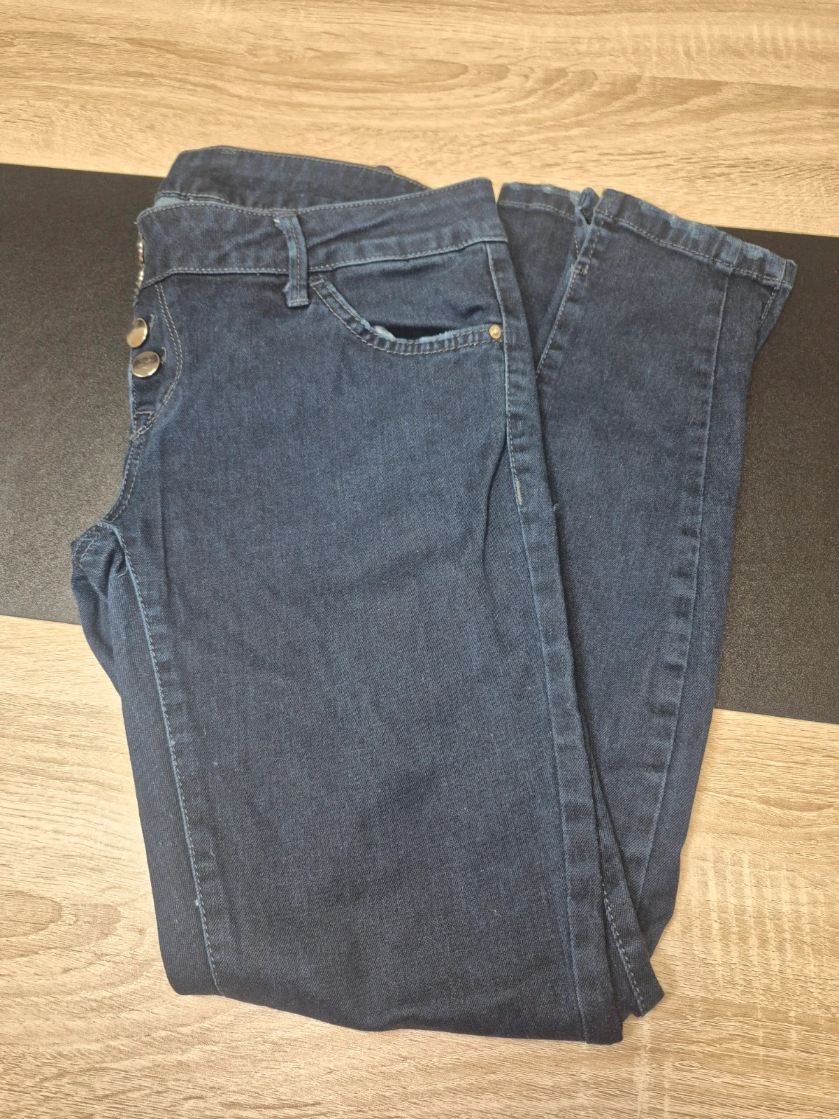 Jean Rinascimento slim bleu brut fermeture a boutons taille basse