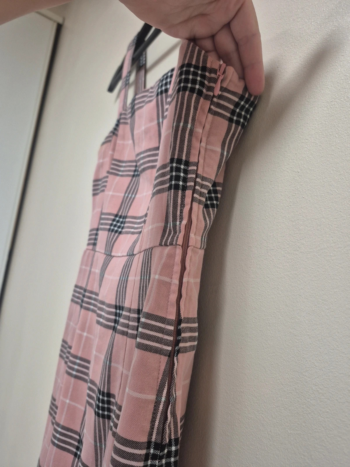 Robe rose poudré à carreaux H&M - taille 34 (XS) - état impeccable – Divided – taille XS / 34 / 6 3
