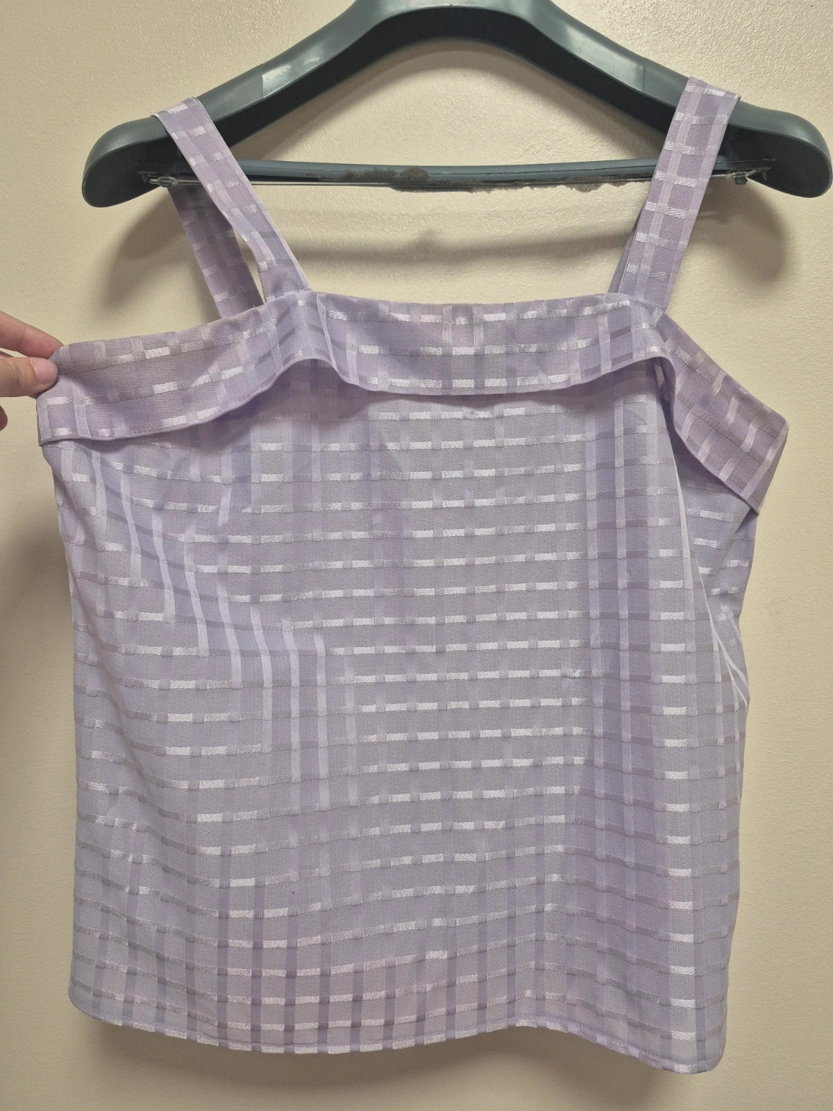 Top à bretelles lilas effet quadrillé - Taille 42