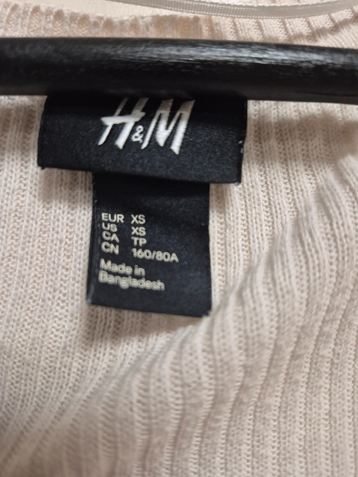 Gilet long raye beige et noir – H&M – taille XS / 34 / 6 4