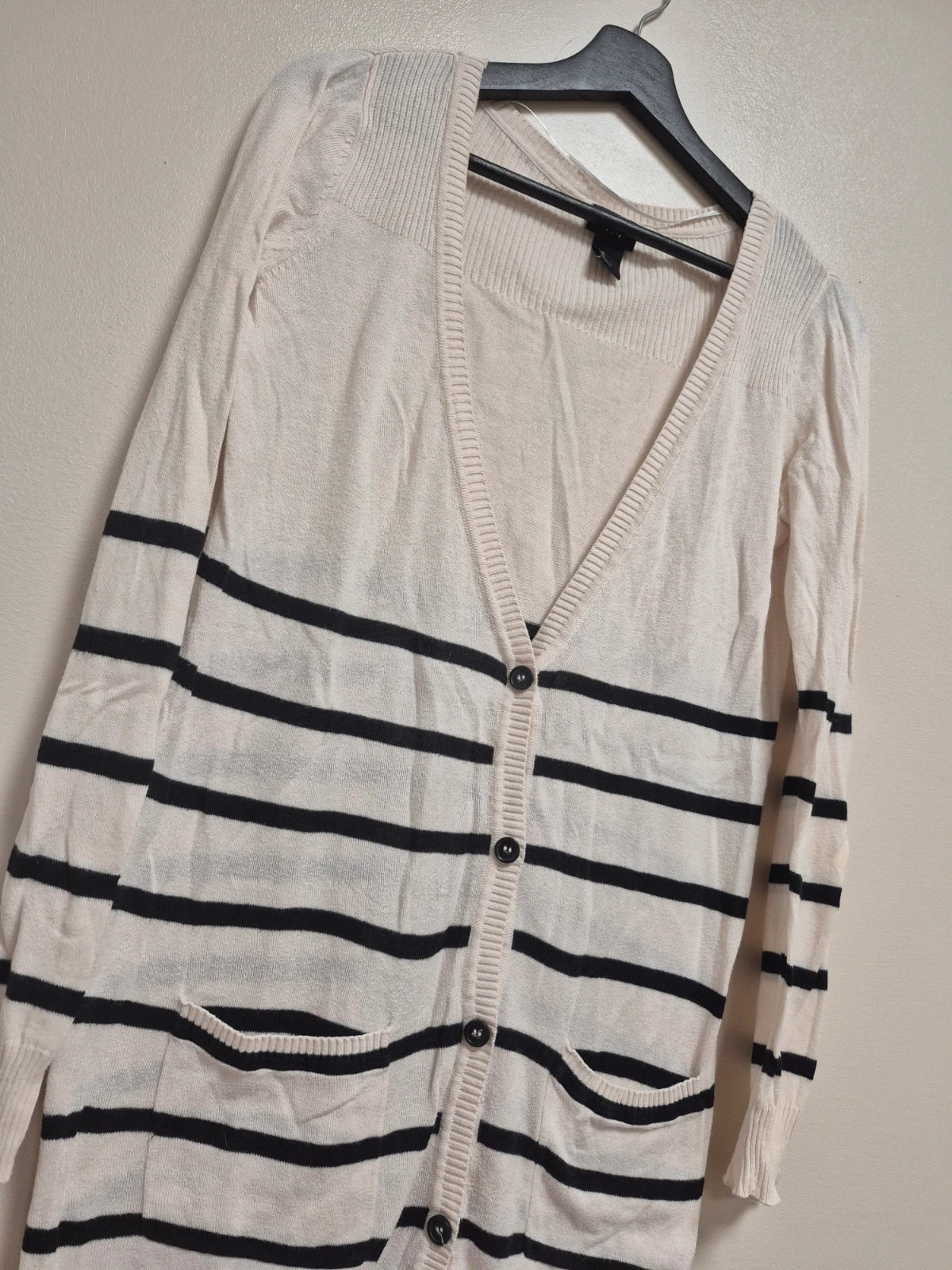 Gilet long raye beige et noir – H&M – taille XS / 34 / 6 3