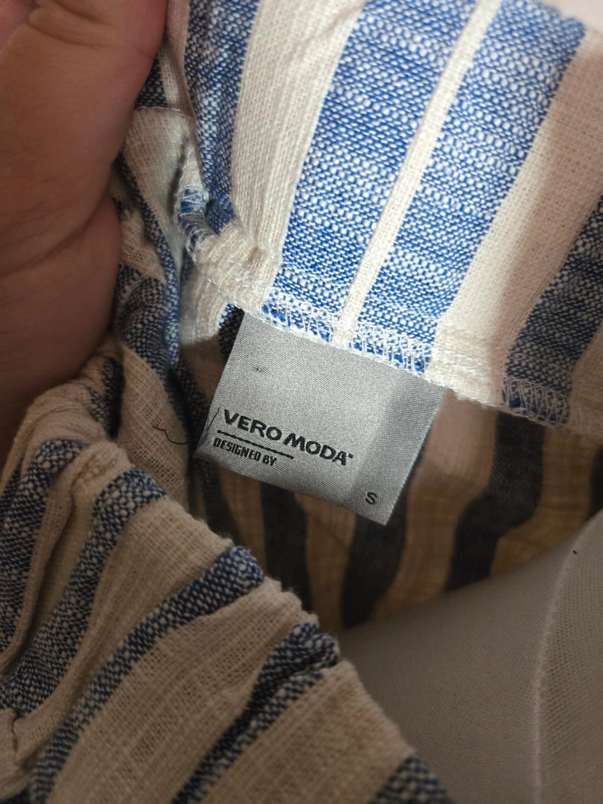 Top épaules dénudées rayé bleu blanc Vero Moda taille S manches trois quarts – Vero Moda – taille S / 36 / 8 4