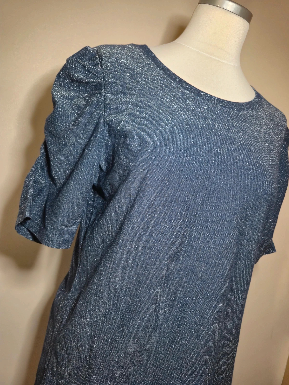 Haut manches courtes bleu pailleté scintillant Happy D by Damart taille 40 42 mais taille petit – Damart – taille L / 40 / 12 2