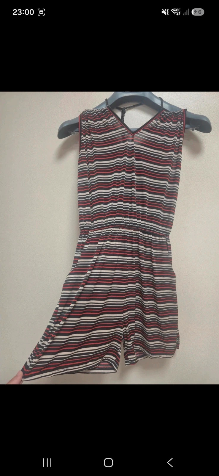 Combishort noir rouge et blanc rayé taille L