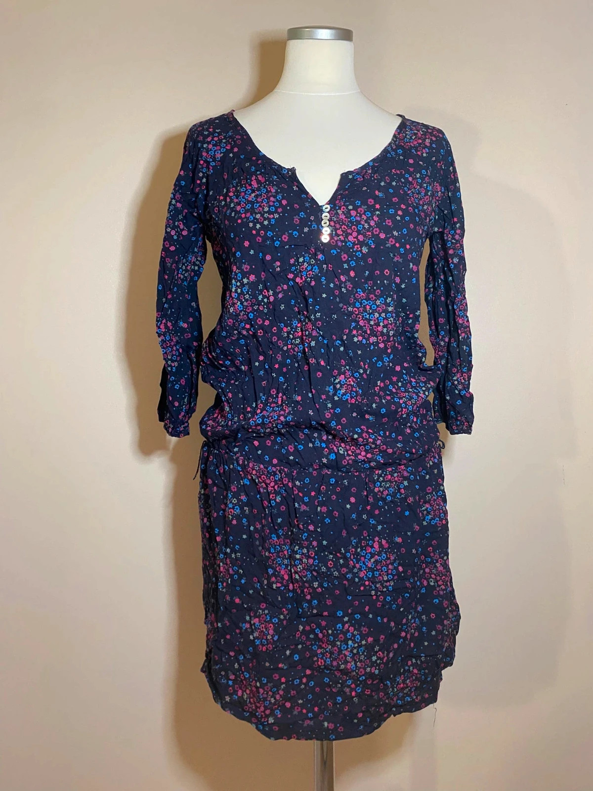Robe courte imprime floral bleu marine et rose Kwoman – K Woman – taille XL / 42 / 14 3
