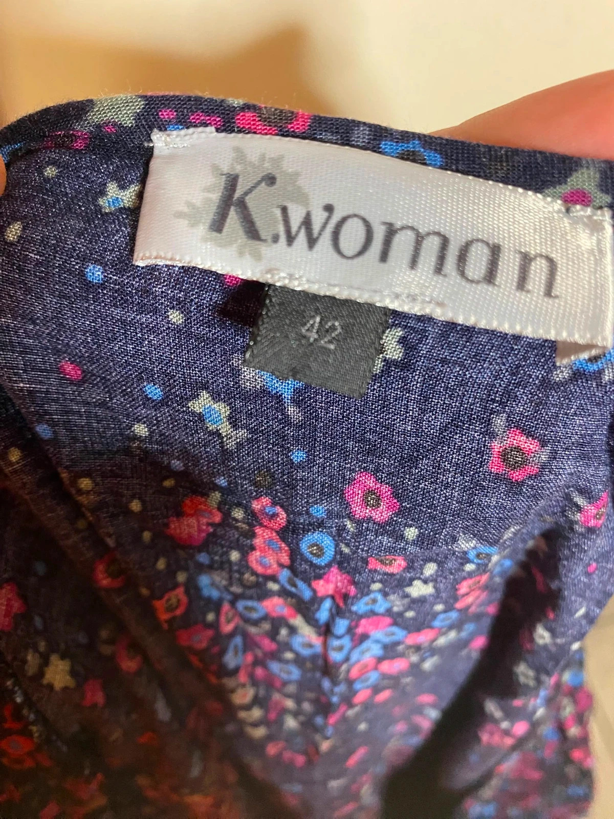 Robe courte imprime floral bleu marine et rose Kwoman – K Woman – taille XL / 42 / 14 4