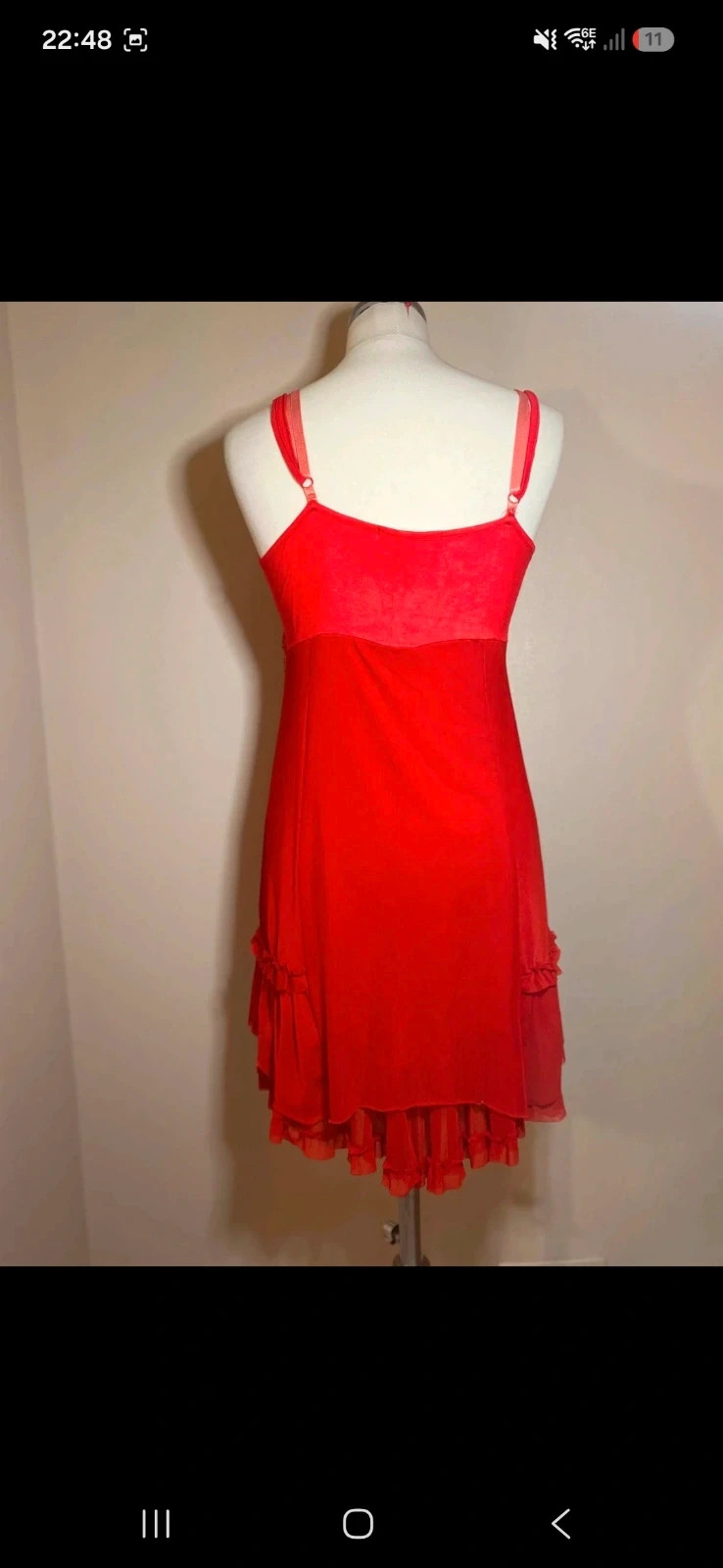 Robe rouge fluide bretelles fines fleurs – Tendance – taille S / 36 / 8 3