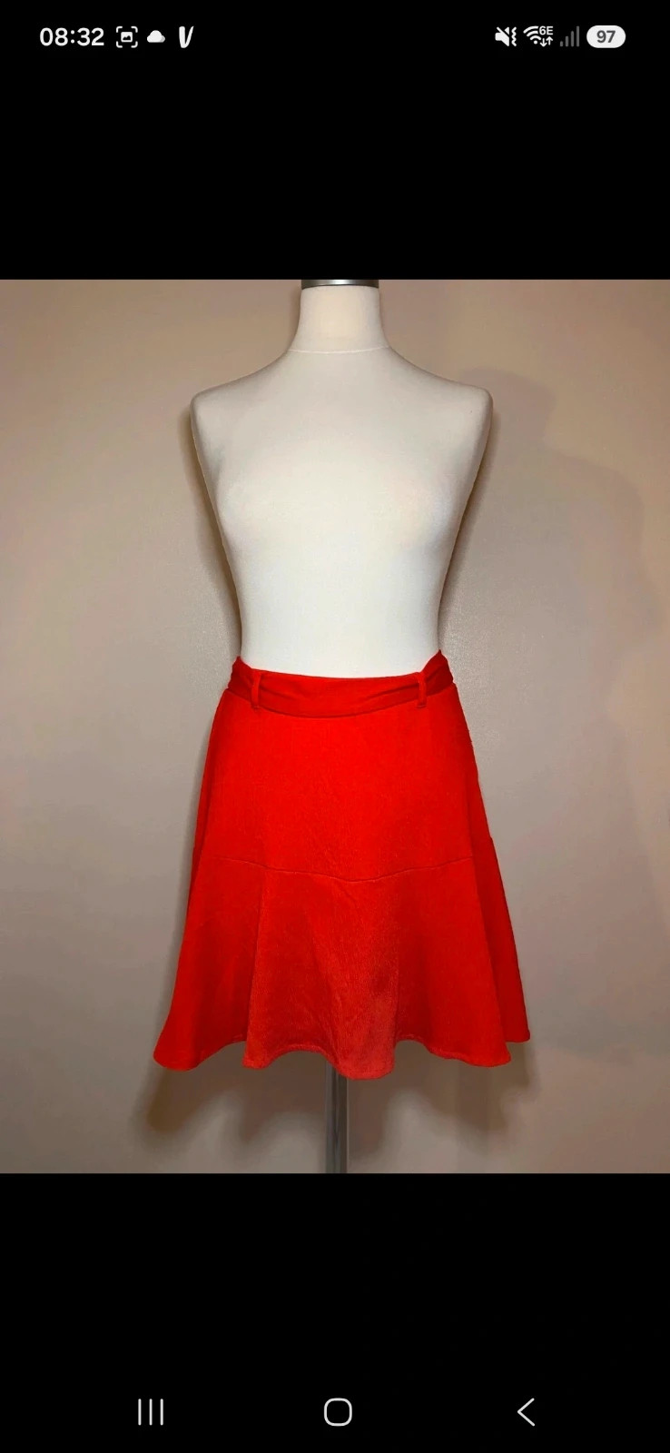 Jupe évasée rouge ceinture nouée Terranova taille S