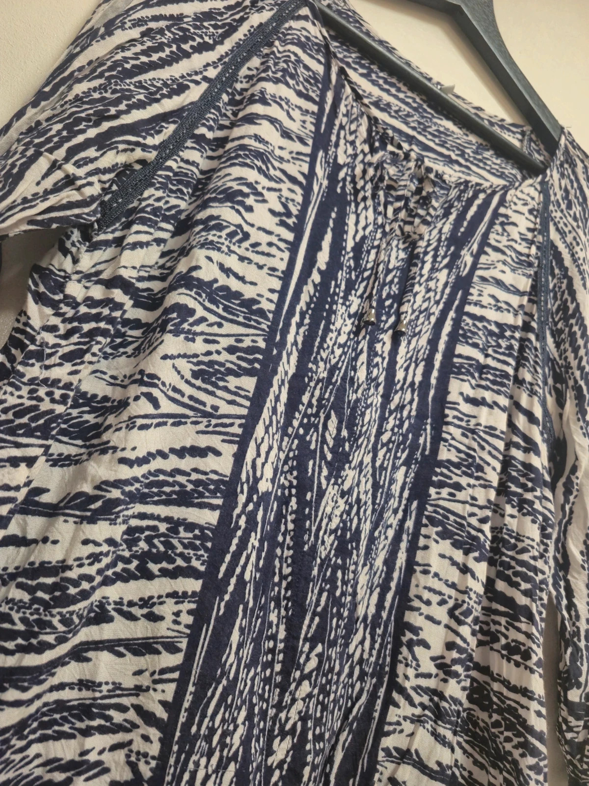 Blouse - tunique fluide motifs ethnique bleu marine et blanc taille 44 – pas de marque – taille XL / 42 / 14 3