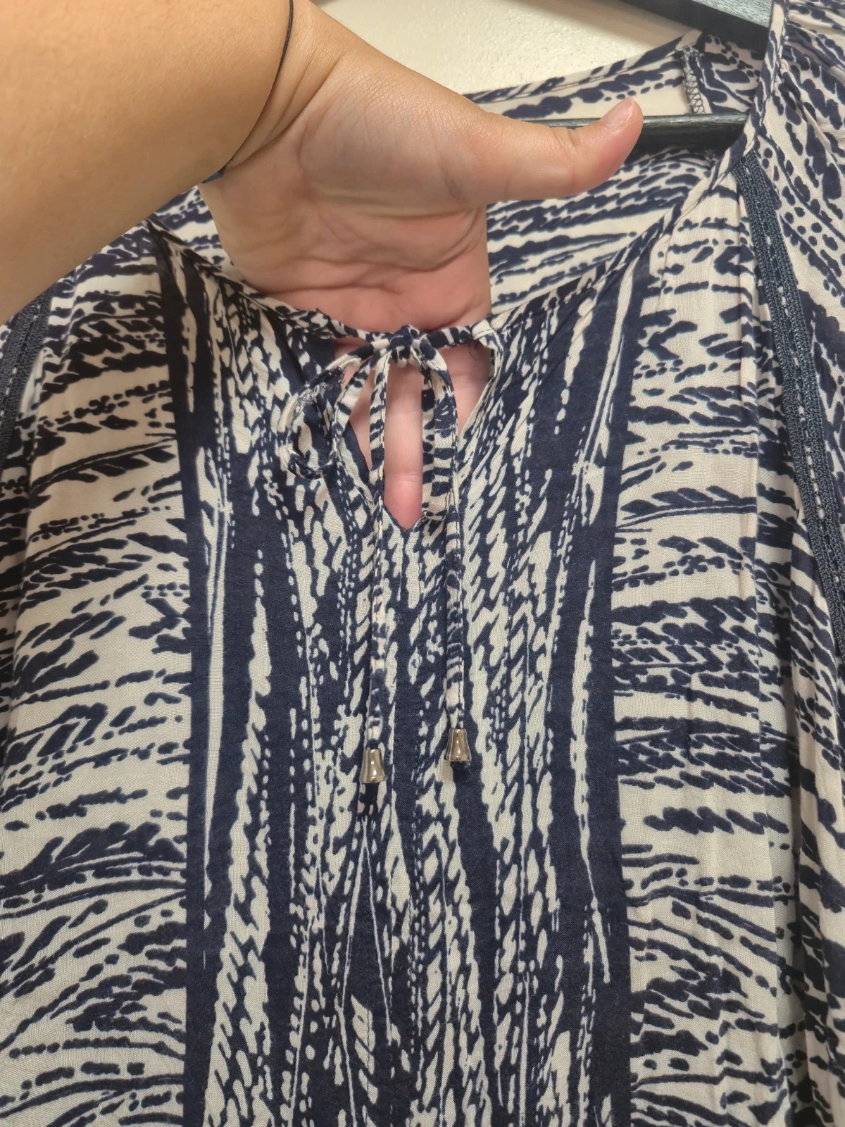 Blouse - tunique fluide motifs ethnique bleu marine et blanc taille 44 – pas de marque – taille XL / 42 / 14 2