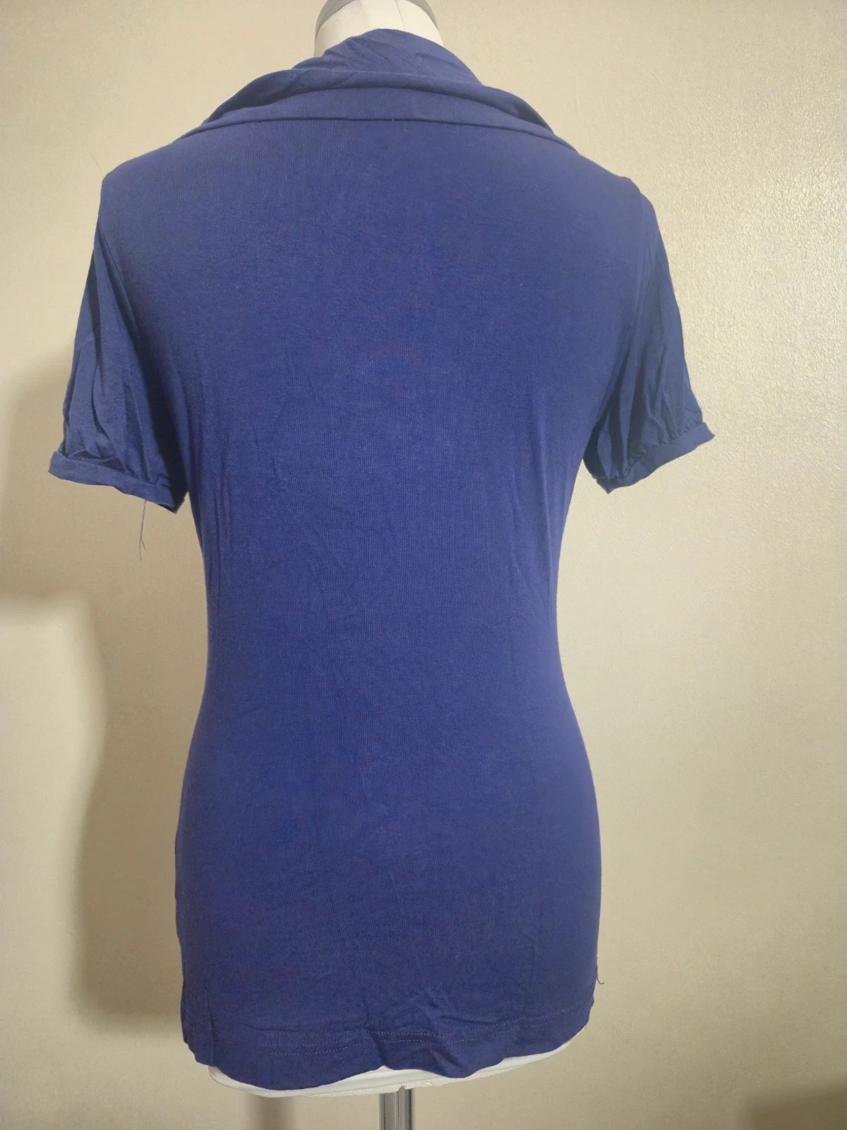 Tshirt violet H&M col drapé cache coeur manches courtes taille S – H&M – taille S / 36 / 8 3