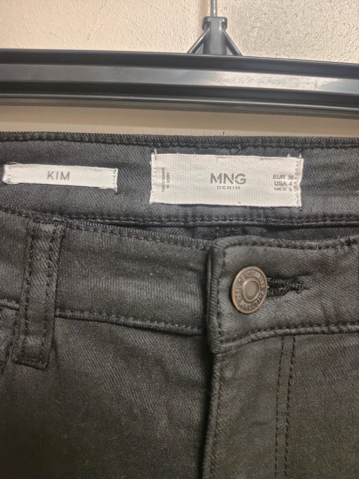 Jean slim noir enduit Mango - Taille 36 – Mango – taille S / 36 / 8 2