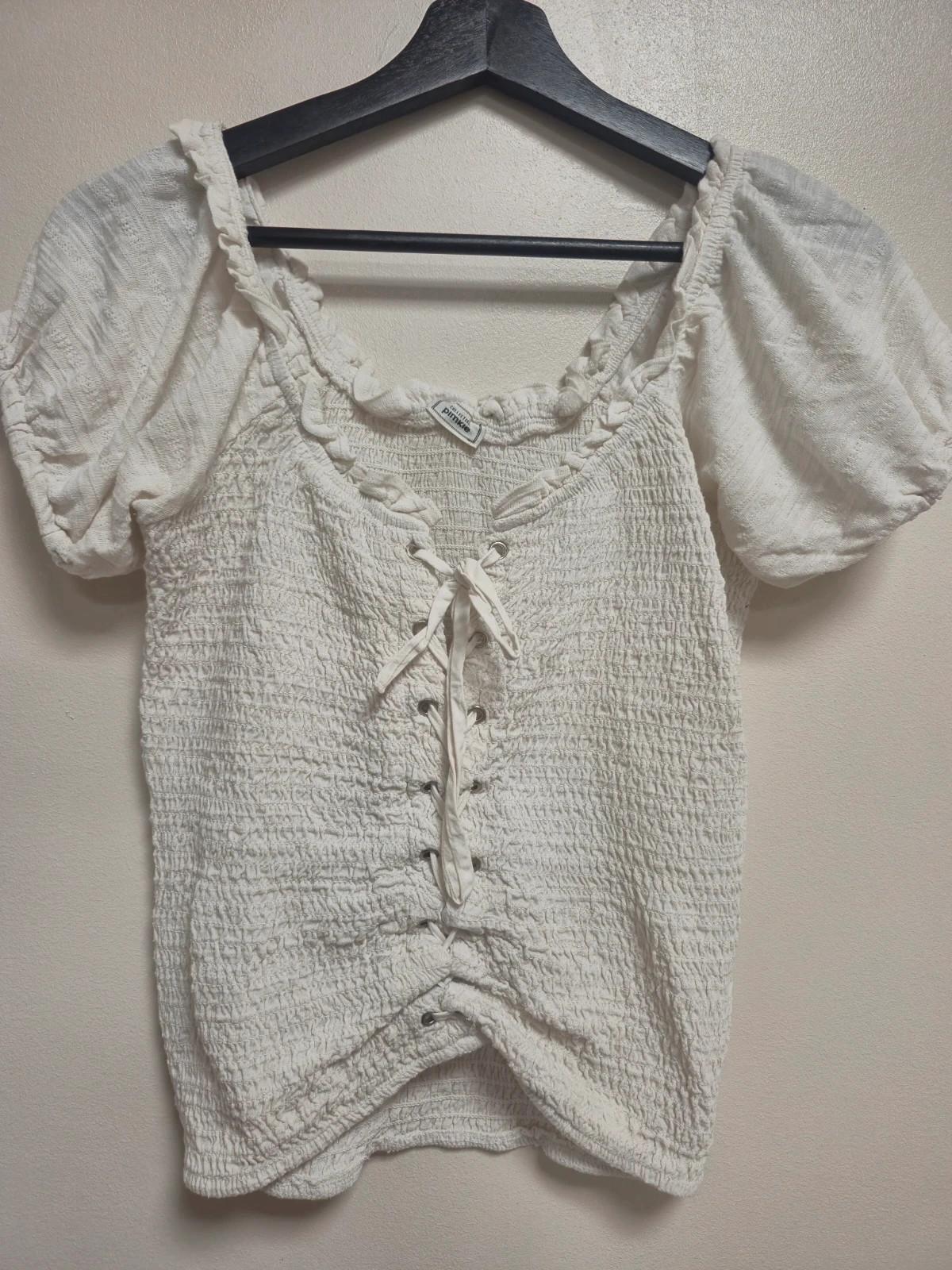 Top blanc froncé / smocké Pimkie - Taille L