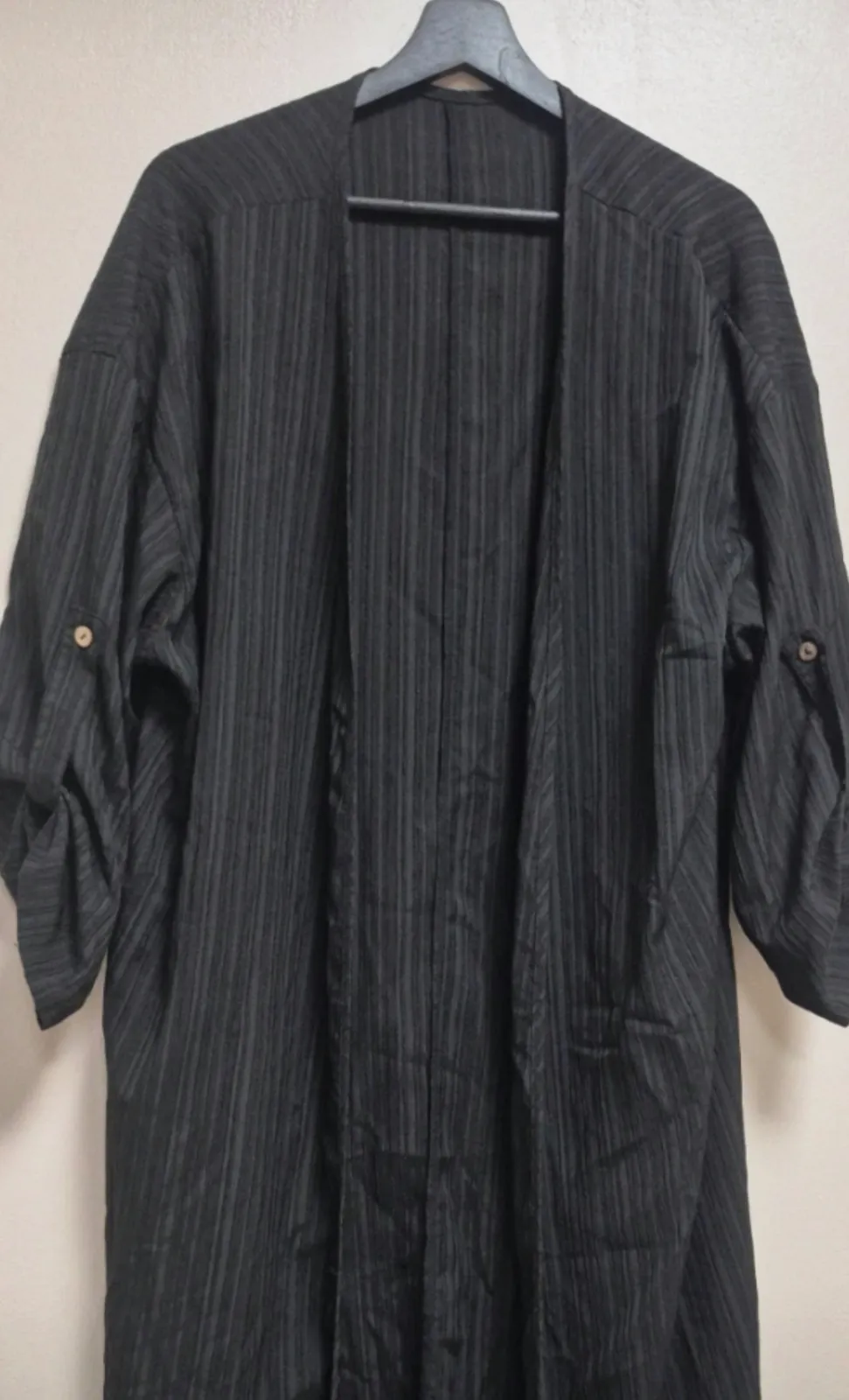 Kimono noir texturé à manches retroussables – Shein – taille XL 3