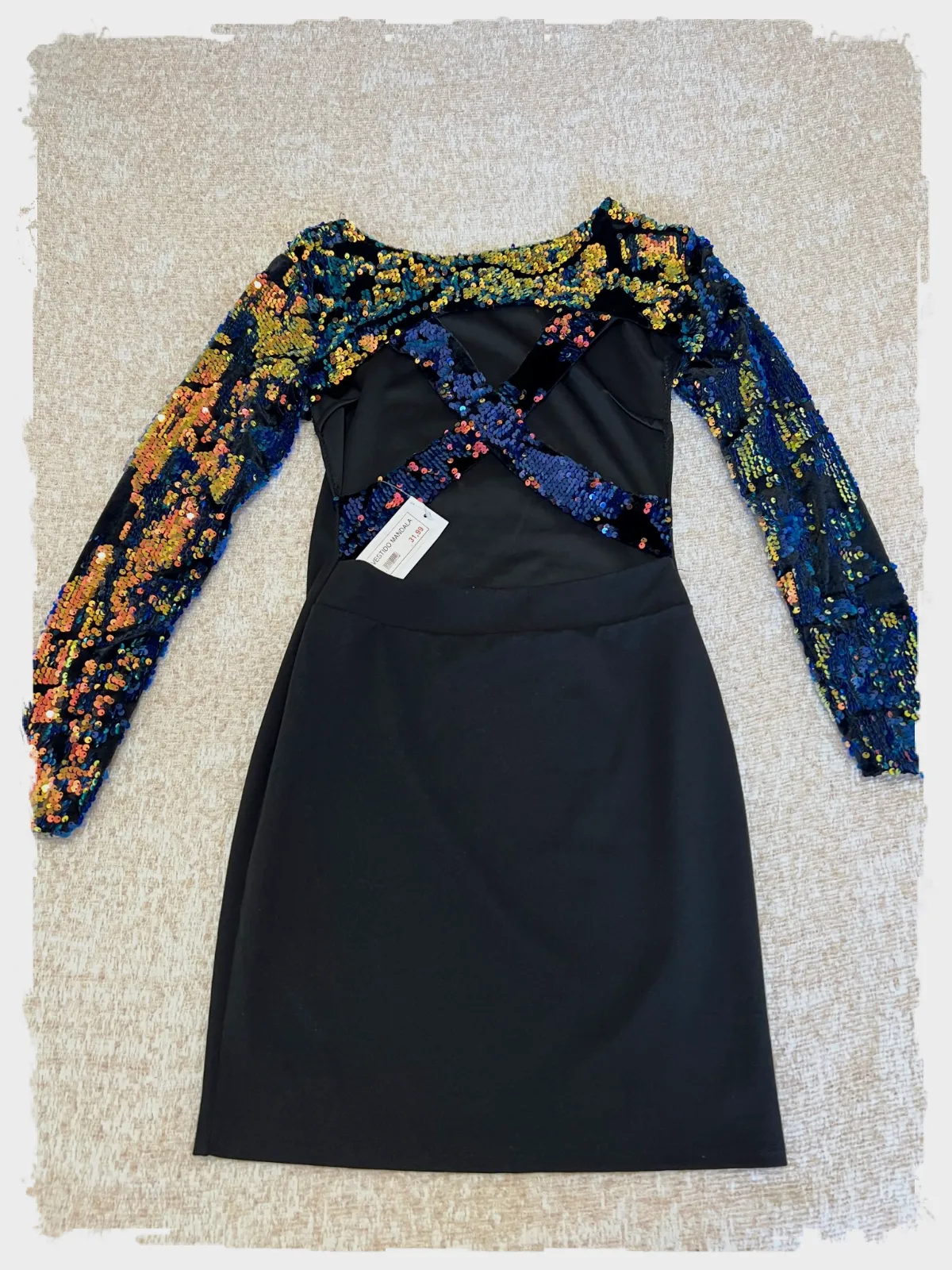 Robe noire à manches séquins – italia – taille S 2