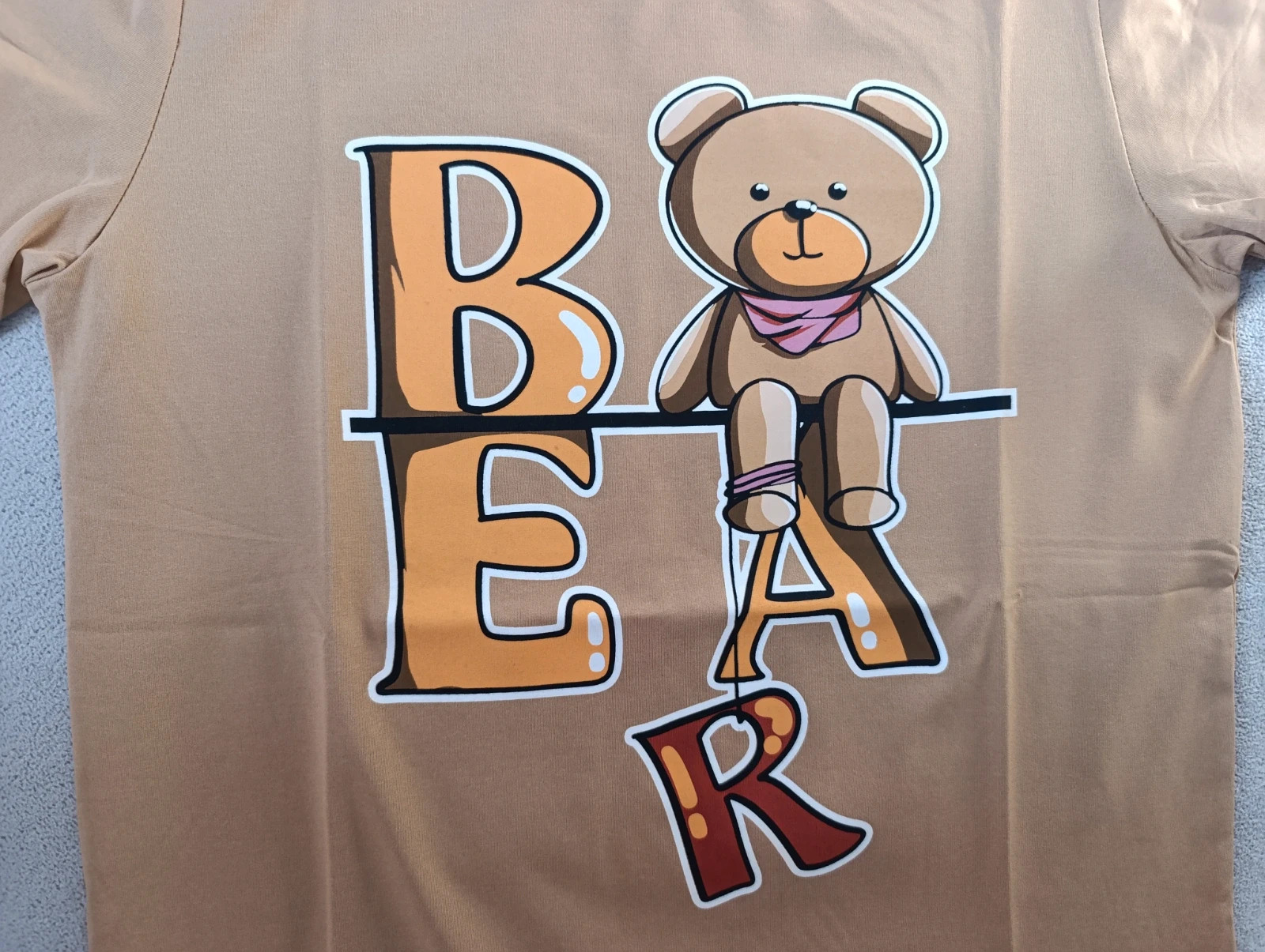 Camiseta manga corta beige con estampado teddy bear Talla XL unisex – Bear – taille XL 2