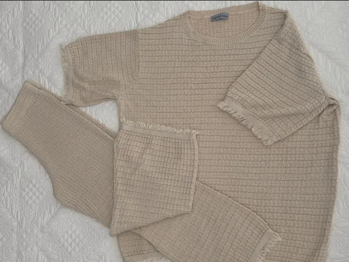 Ensemble Chic & Bohème maille beige Laetitia Mem – Laetitia Mem – taille L 2