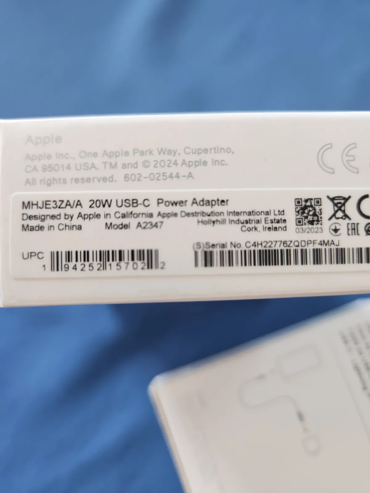 Apple USB-C 20W Power Adapter + câble 4